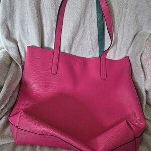 Pink Leather Tote Bag